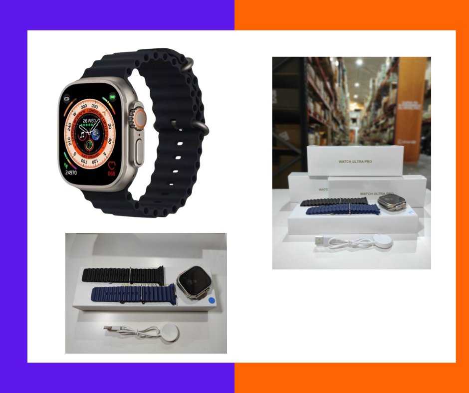 GAFA 5EN1 + SMARTWATCH ULTRA PRO CON 2 CORREAS ( negro +azul)